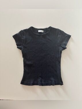 RLT Ribbed Tee T-Shirt Short Sleeve Black USA Baby Minimalist Basic